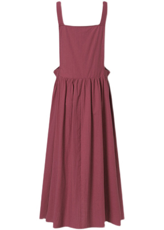 Vintage Red Slash Neck Patchwork Wrinkled Long Slip Dress Summer