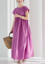 Vintage Rose Wrinkled Patchwork Cotton Long Dresses Summer