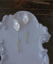 Vintage Silk Stering Silver Magpie Tassel Drop Earrings