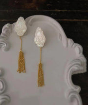 Vintage Silk Stering Silver Magpie Tassel Drop Earrings