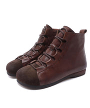 Vintage Splicing Boots Chocolate Comfortable Cowhide Leather Shelsea