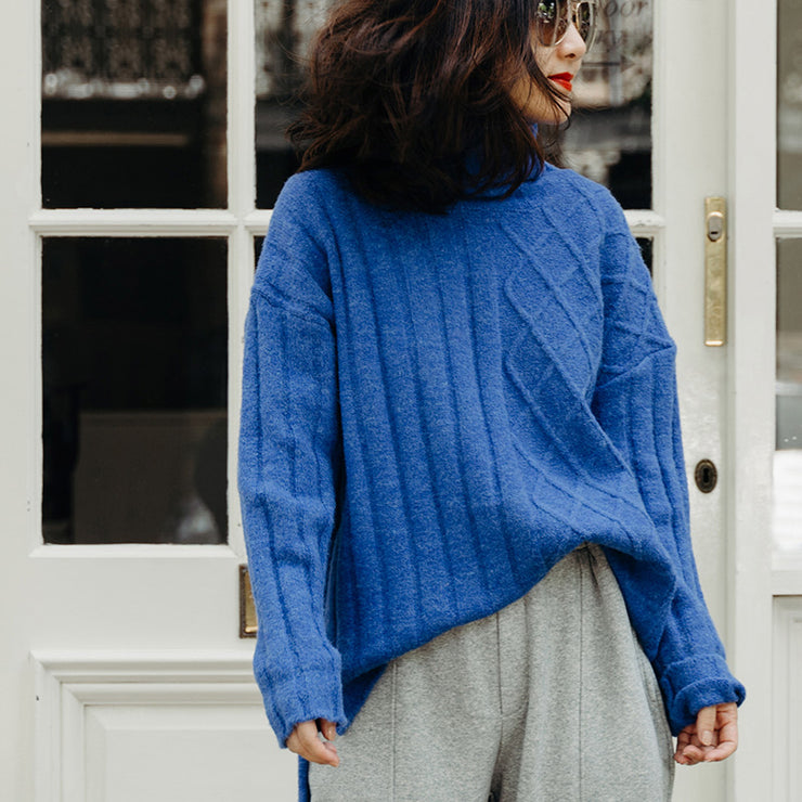Vintage Sweater weather Beautiful spring blue DIY knitwear low high design