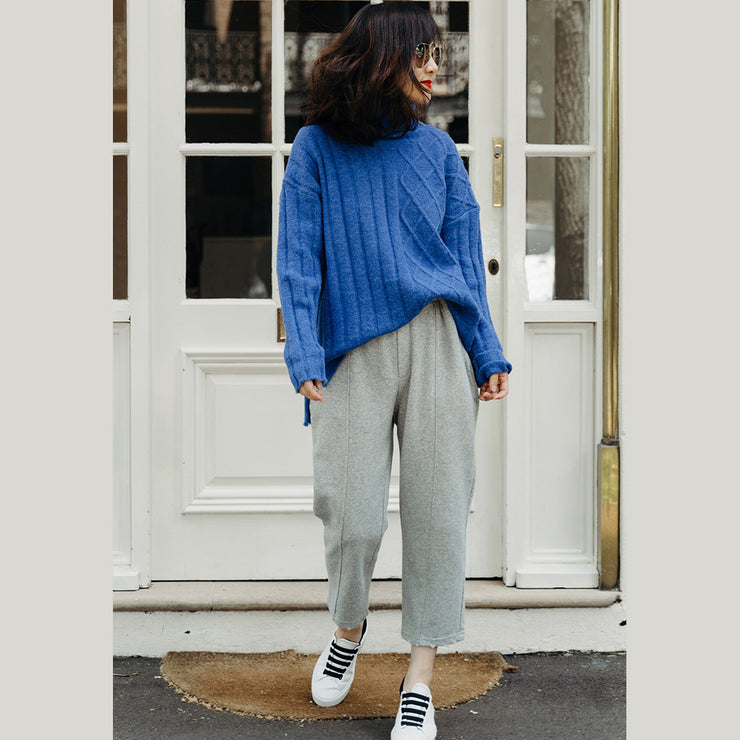 Vintage Sweater Wetter Wunderschöner frühlingsblauer DIY-Strickwaren-Low-High-Design