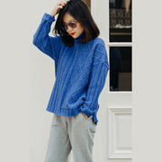 Vintage Sweater Wetter Wunderschöner frühlingsblauer DIY-Strickwaren-Low-High-Design