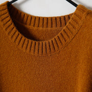 Vintage Pullover Wetter Street Style O-Ausschnitt Frühling gelb Hässliches Strickkleid seitlich offen