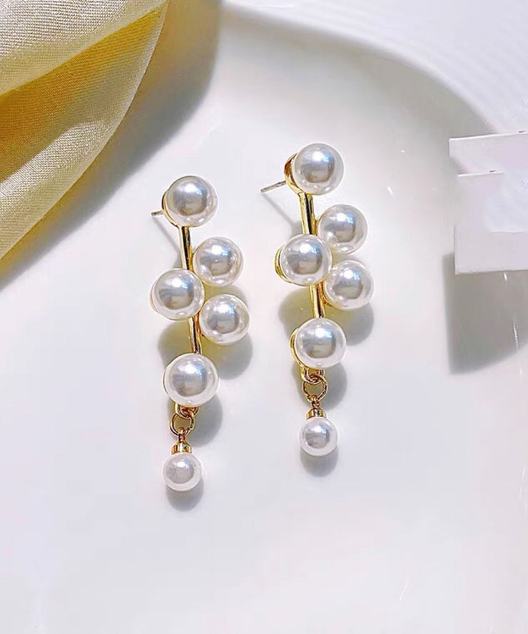 Vintage White Alloy Pearl Stud Earrings