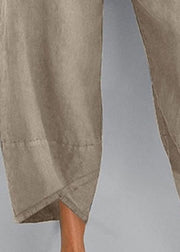 Hose aus schwarzem Baumwoll-Leinen mit weitem Bein