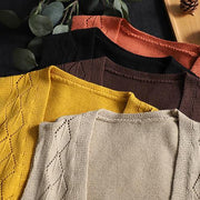 Vintage beige plus size v neck sleeveless knit sweat tops - SooLinen