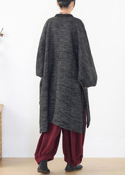 Vintage black knitted outwear casual wild o neck knit sweat tops - SooLinen