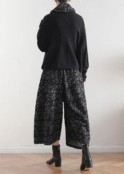 Vintage black tops casual high neck knitwear Batwing Sleeve top - SooLinen