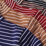 Vintage chocolate striped knitwear oversize high neck asymmetric clothes - SooLinen