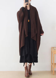 Vintage knit sweat tops casual chocolate v neck Batwing Sleeve coats - SooLinen
