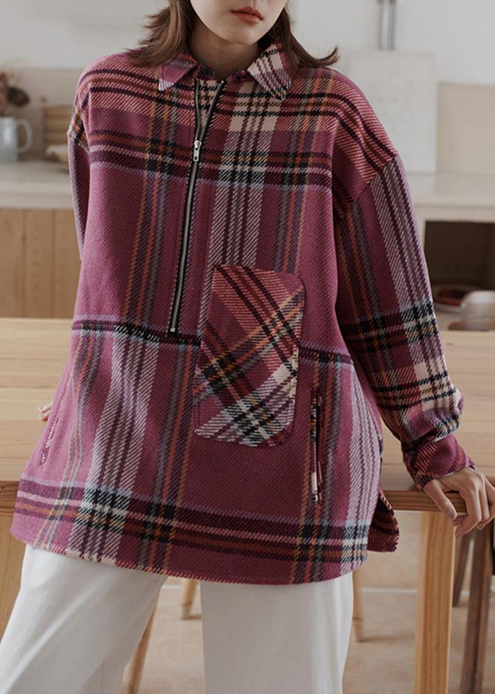 Vintage plaid woolen sweater female winter Korean version of the loose warm top - SooLinen