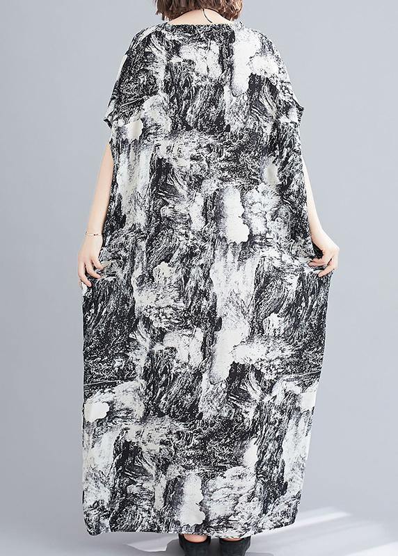 Vivid Abstract Pattern Tunics For Women V Neck Robes Summer Dress - SooLinen