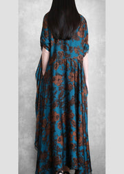 Vivid Blue Silk Outfit Maxi Spring Dresses Long - SooLinen
