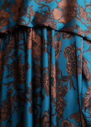 Vivid Blue Silk Outfit Maxi Spring Dresses Long - SooLinen