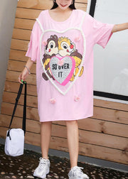 Vivid Cartoon print Cotton quilting clothes Fabrics pink Dresses summer - SooLinen