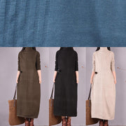Vivid High Neck Spring Clothes Women Photography Chocolate Dress - SooLinen