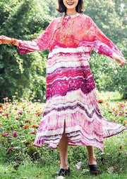 Vivid Patchwork Stand Collar Tunic Pattern Lnspiration Print Dress - SooLinen