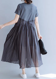 Vivid Patchwork cotton Clothes O Neck  cotton Summer Dress - SooLinen