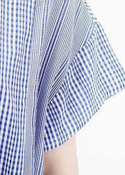 Vivid Tunics Fun Asymmetrical Patchwork Striped Short Sleeve Shirt Dress - SooLinen