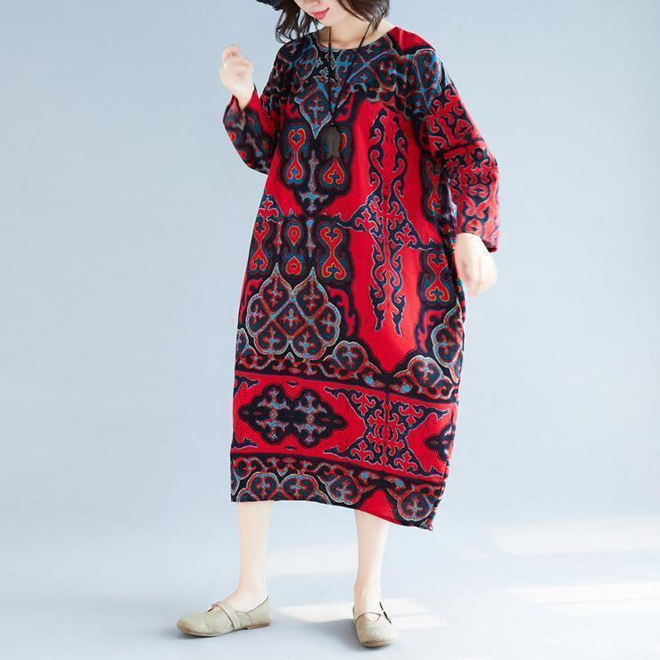 Vivid baggy linen cotton clothes For Women Pakistani Shape red print ...