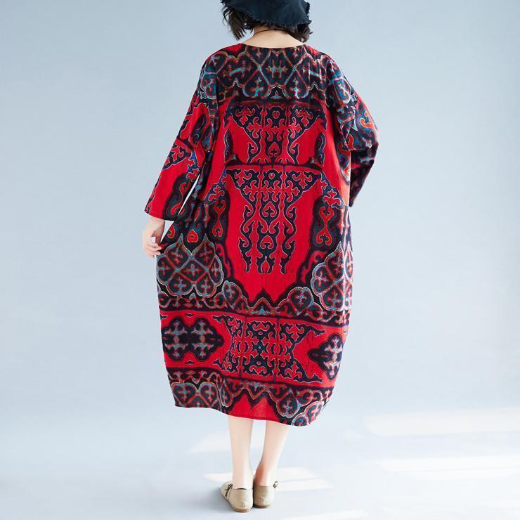 Vivid baggy linen cotton clothes For Women Pakistani Shape red print ...
