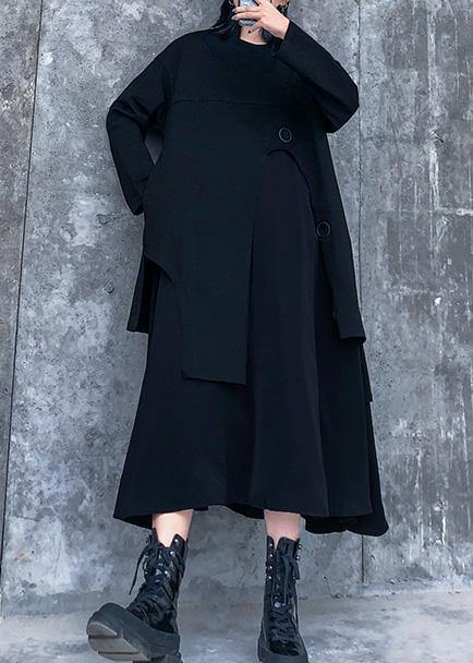 Vivid black cotton clothes Women Layered Traveling spring Dresses - SooLinen