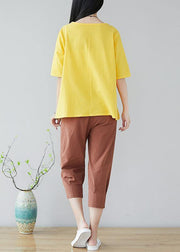 Vivid elastic waist cotton plus size Tutorials khaki Plus Size harem pants - SooLinen