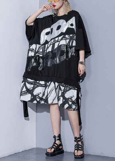 Vivid embroidery patchwork European Cotton dress black Dress summer - SooLinen