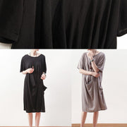 Vivid gray Cotton clothes Metropolitan Museum Tutorials o neck Art summer Dress - SooLinen