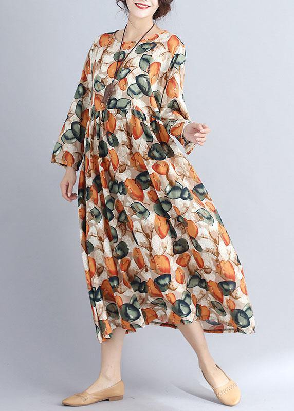 Vivid prints dotted cotton tunics for women o neck cotton summer Dress - SooLinen