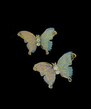 Vogue Blue Copper Acrylic Zircon Tulle Butterfly Stud Earrings