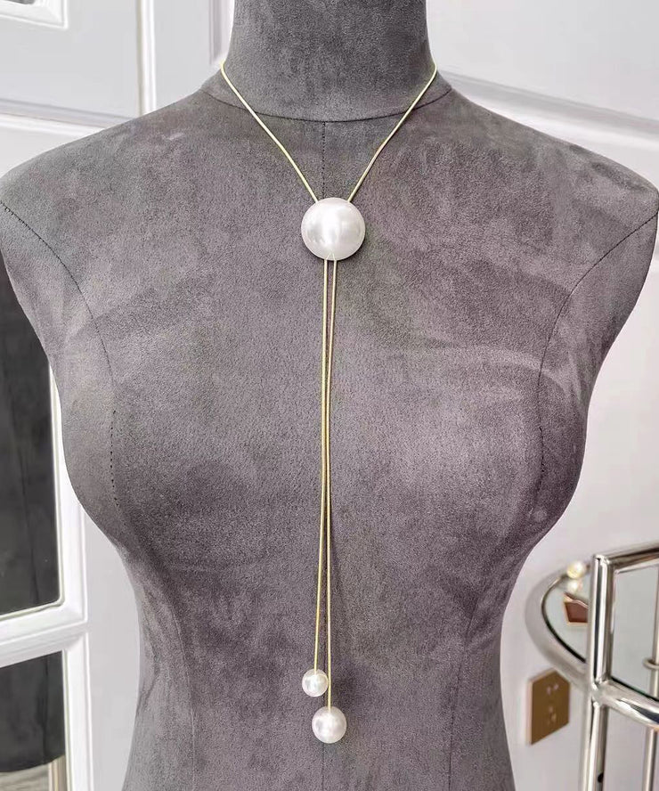 Vogue Gold Overgild Pearl Adjustable Tassel Pendant Necklace