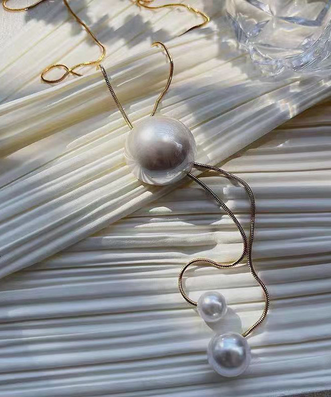 Vogue Gold Overgild Pearl Adjustable Tassel Pendant Necklace