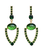 Vogue Green Alloy Coloured Glaze Triangle Drop Earrings