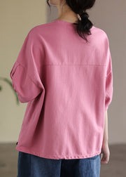 Vogue Pink O-Neck Besticktes T-Shirt Halbarm
