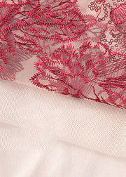 Vogue Red Pailletten bestickter floraler Tüllrock mit hoher Taille Sommer