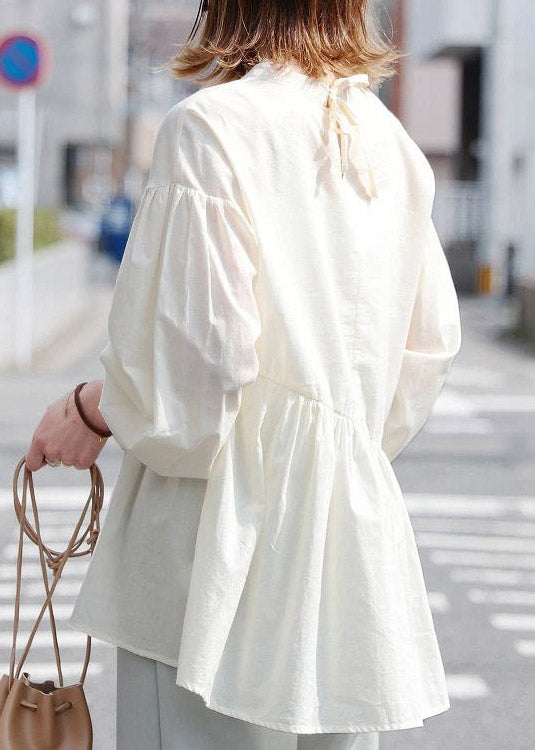 Vogue White Asymmetrical Shirts Long Sleeve