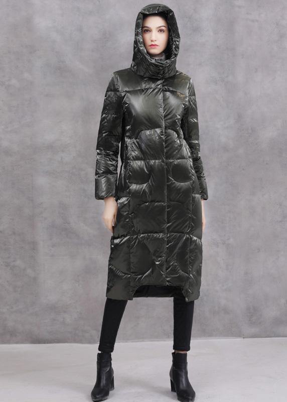 Warm Loose fitting winter jacket hooded winter outwear black winter duck down coat - SooLinen
