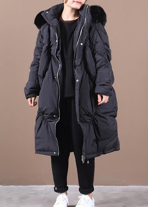 Warm black down jacket woman trendy plus size Winter down jacket hooded Cinched Luxury outwear - SooLinen