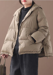 Warm black duck down coat plus size snow jackets hooded thick women overcoat - SooLinen