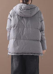 Warm black duck down coat plus size snow jackets hooded thick women overcoat - SooLinen