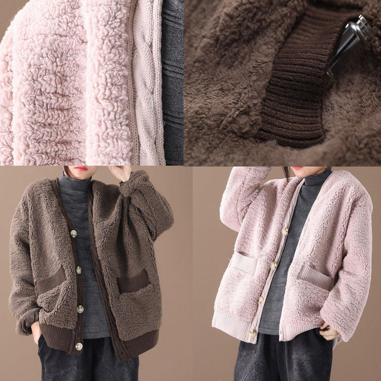 Warm chocolate women parkas plus size winter winter coats v neck jacket - SooLinen
