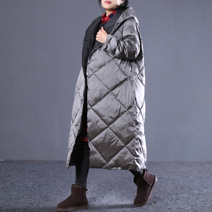 Warme graue Herbst-Outfits Locker sitzender Baumwollmantel mit Kapuze Neue Winter-Oberbekleidung mit Taschen und Reißverschluss