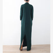 Warme grüne lange Pullover Locker sitzende Pullover feine asymmetrische Winterkleider