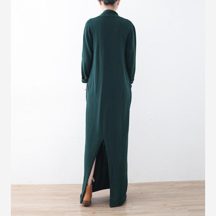 Warme grüne lange Pullover Locker sitzende Pullover feine asymmetrische Winterkleider