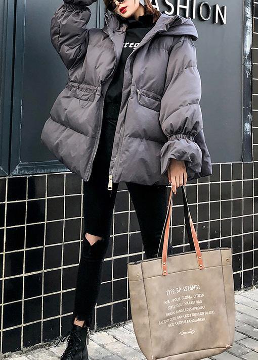 Warm plus size clothing Jackets & Coats winter coats gray hooded winter outwear - SooLinen