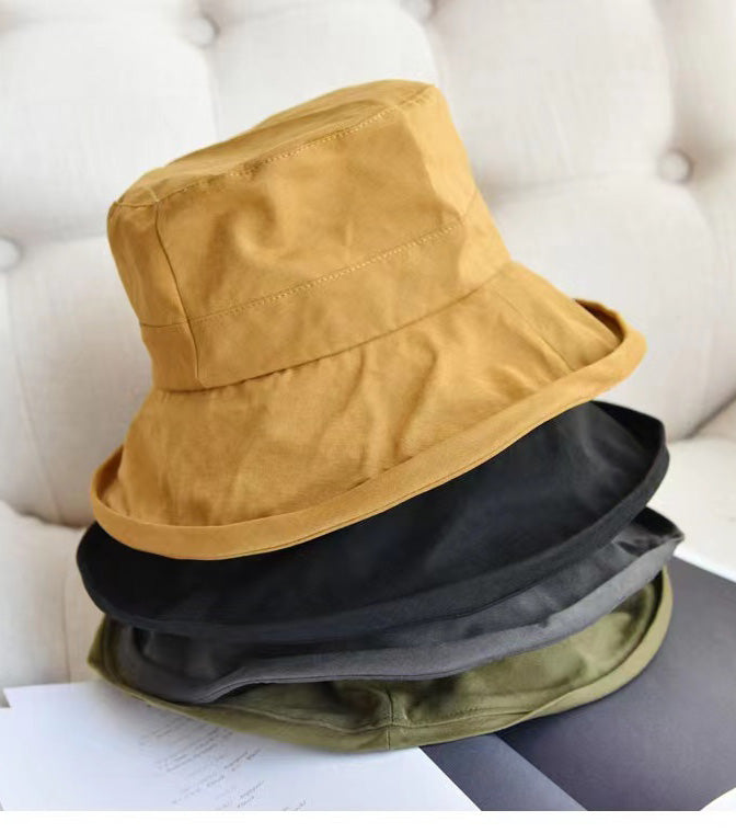 2024 Cute Yellow Cotton Flat Top Bucket Hat