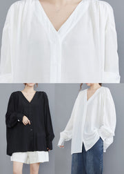 White Cotton UPF 50+ Shirt Oversized Button Summer